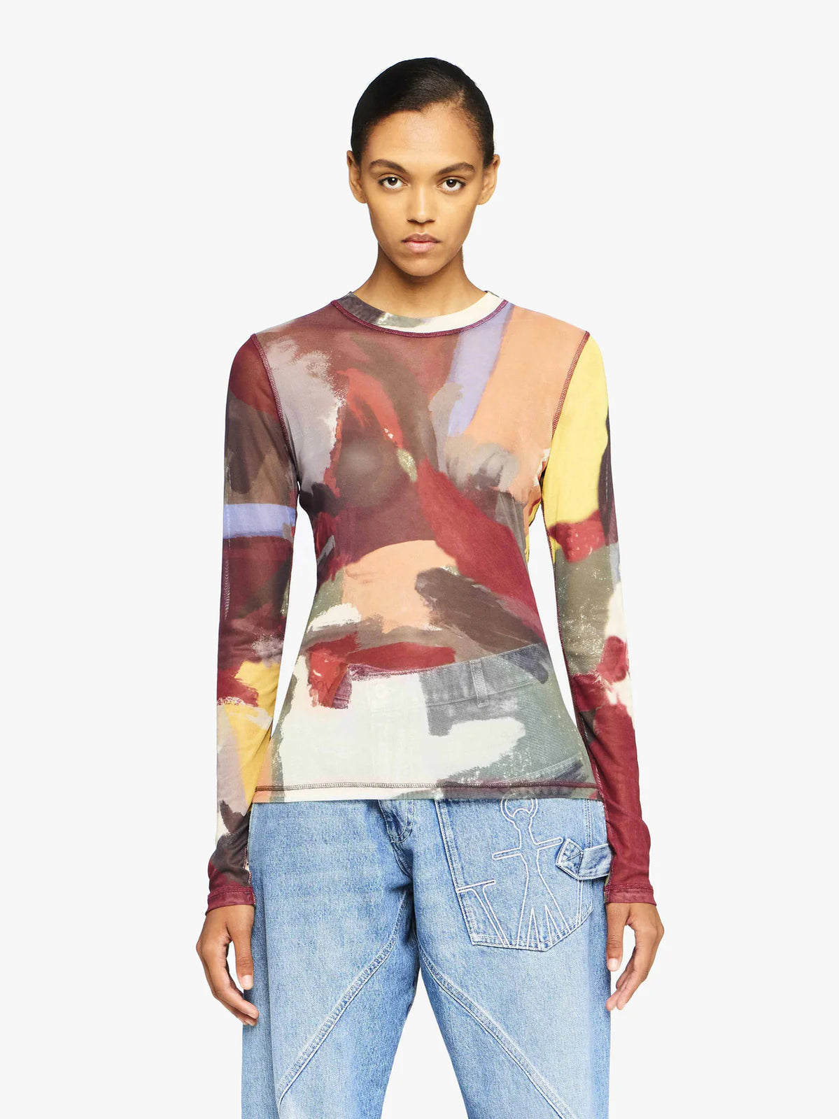 JW Anderson 'ABSTRACT' PRINT - SHEER LONG SLEEVE TOP