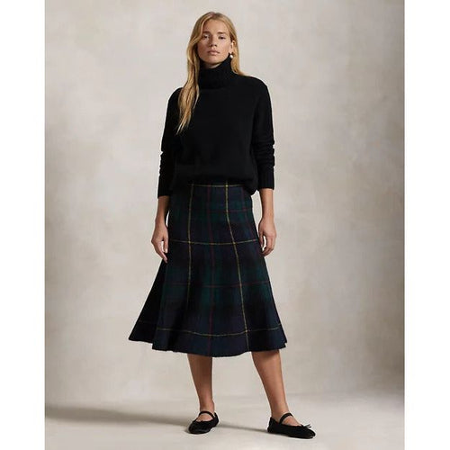 Load image into Gallery viewer, RALPH LAUREN Plaid Alpaca-Blend Flared Skirt
