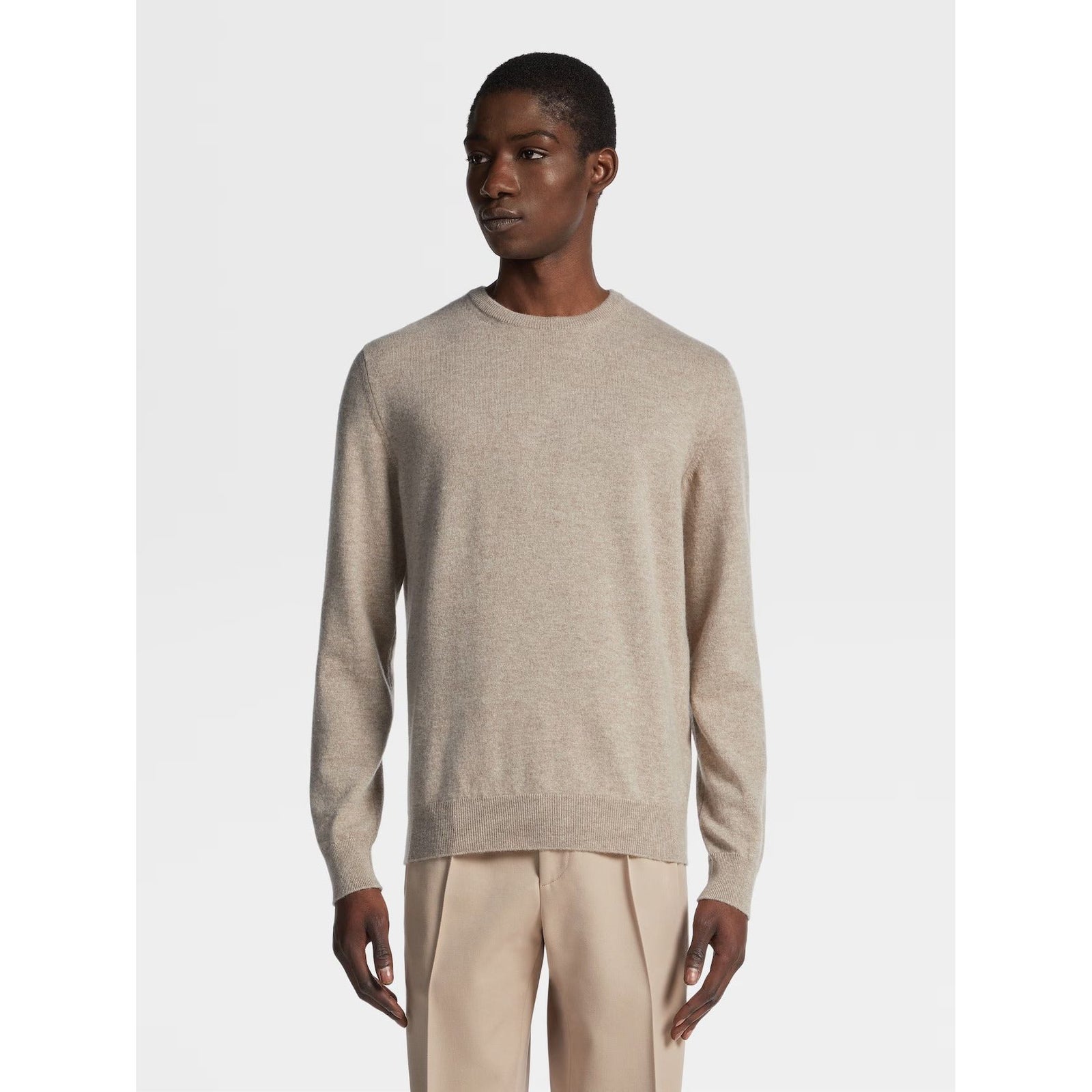 ZEGNA Light Taupe Oasi Cashmere Crewneck