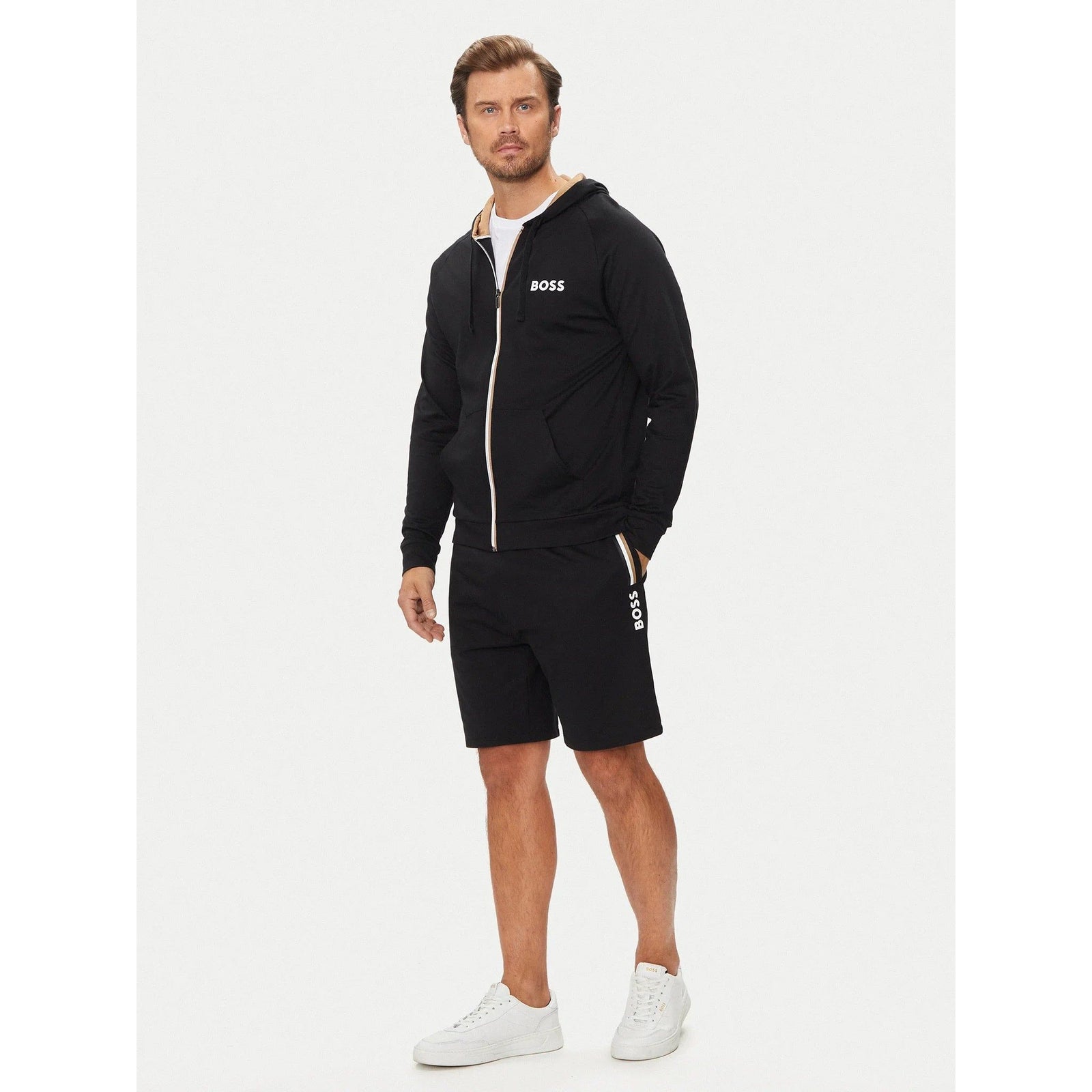 BOSS REGULAR-RISE SHORTS IN FRENCH TERRY WITH LOGO DETAIL