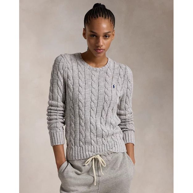 RALPH LAUREN Cable Knit Ragg Cotton Crewneck Jumper Yooto