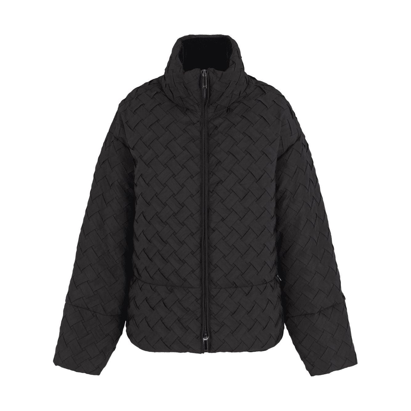 EMPORIO ARMANI basket-weave high-neck jacket