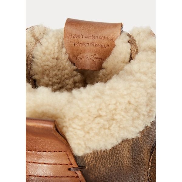 POLO RALPH LAUREN COURT LEATHER-SHEARLING HIGH-TOP TRAINER - Yooto