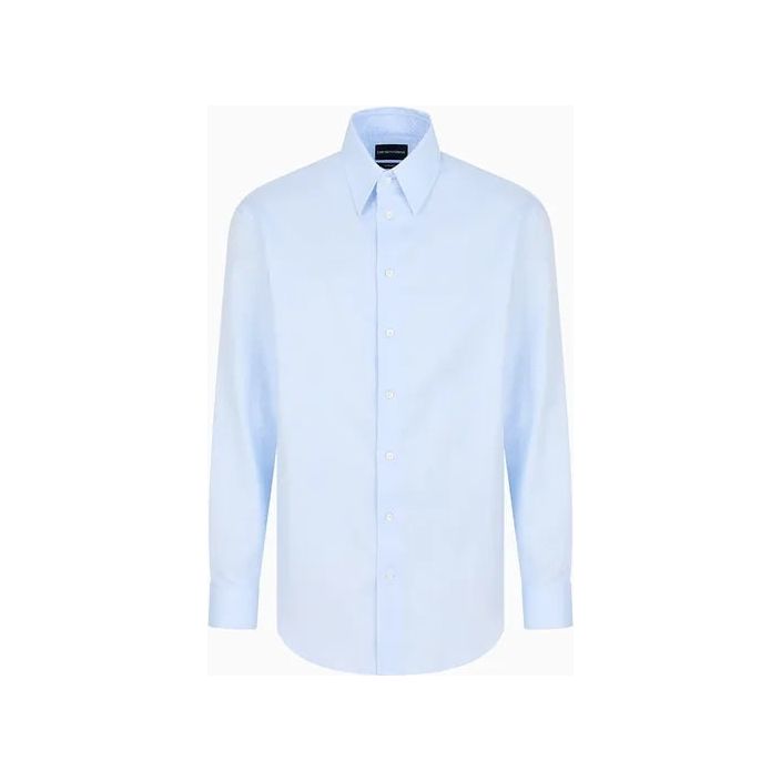 EMPORIO ARMANI HERRINGBONE MOTIF JACQUARD COTTON SHIRT - Yooto