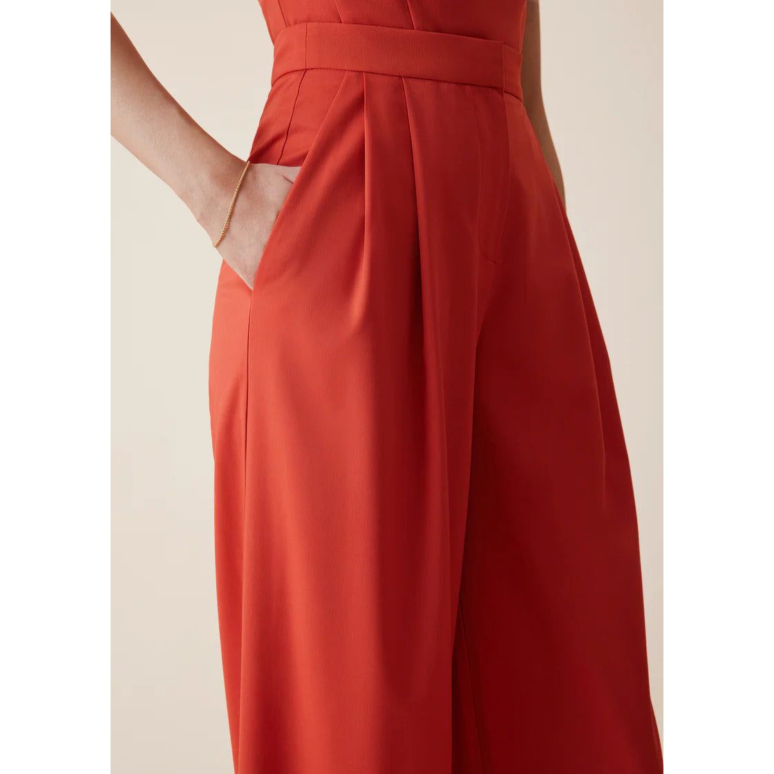 Antheia Wool Wide Leg Trousers in Red