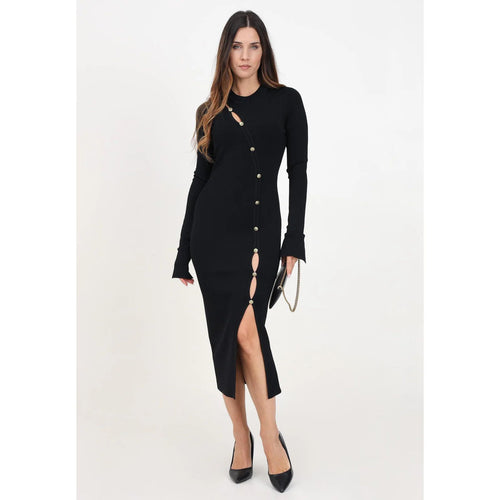 Load image into Gallery viewer, VERSACE JEANS COUTURE Black Midi Dress with Cut-Out Details and Buttons
