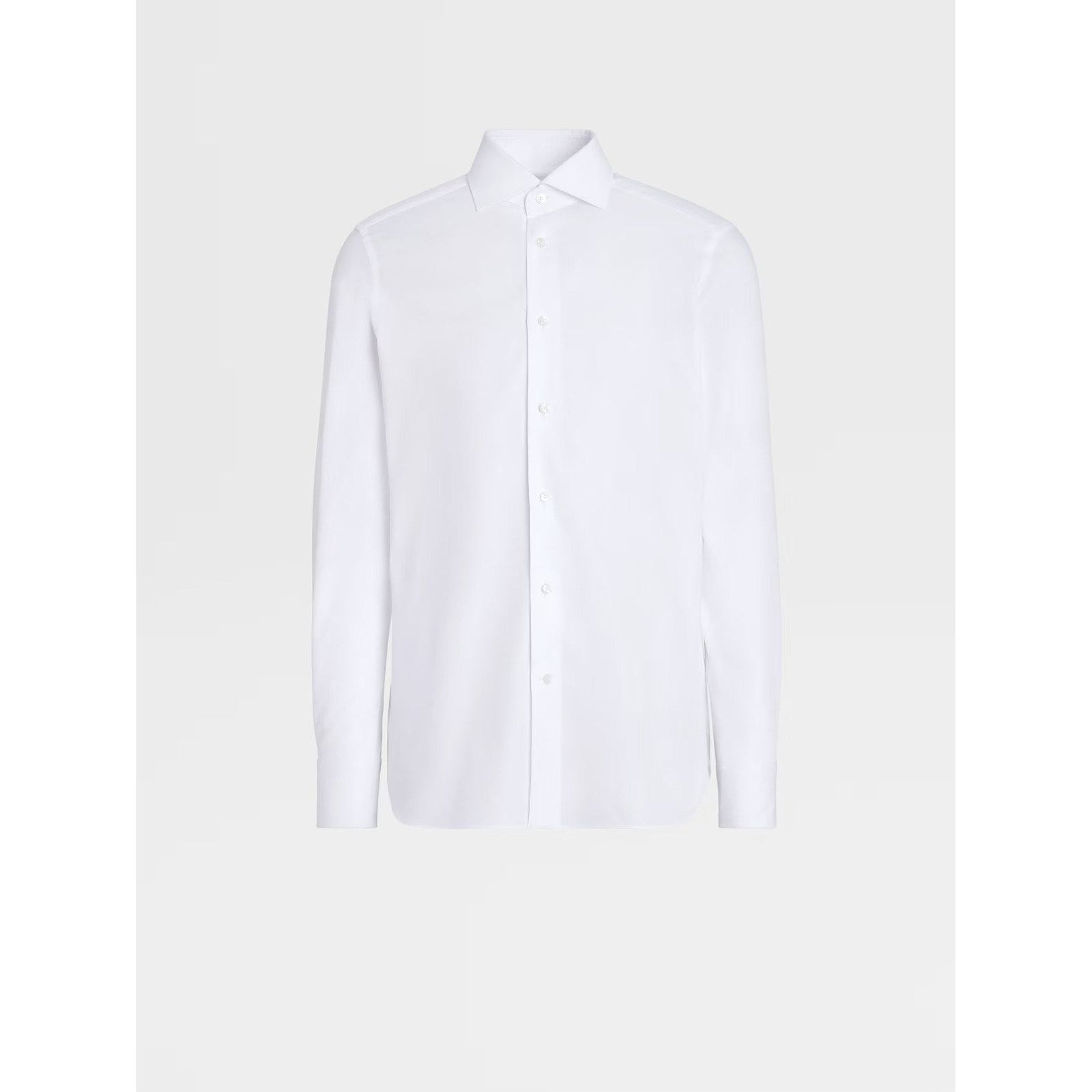 ZEGNA WHITE TROFEO™ 600 COTTON AND SILK LONG-SLEEVE TAILORING SHIRT