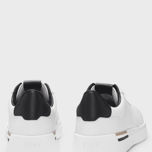 Load image into Gallery viewer, BOSS Leather trainers with signature-stripe details
