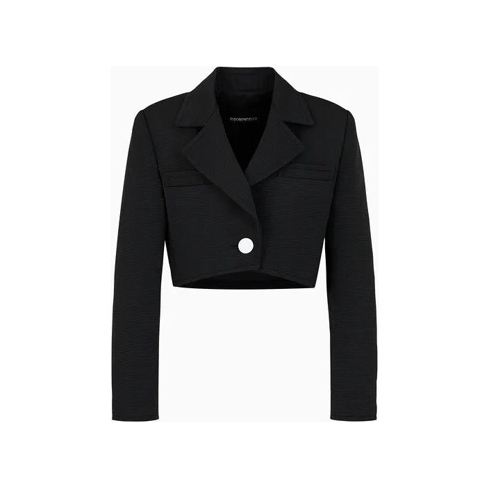 EMPORIO ARMANI CROPPED JACKET WITH LAPELS IN TECHNICAL FAILLE - Yooto