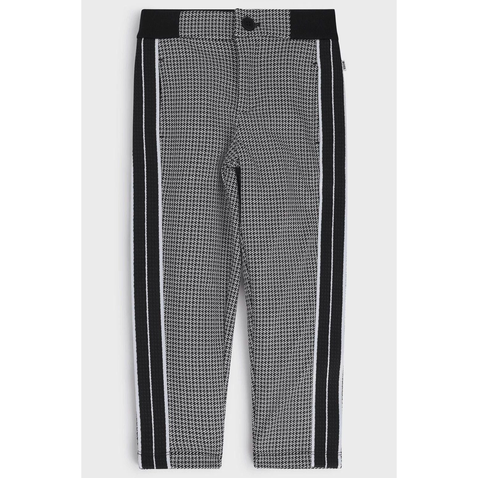 BOSS  KIDS' REGULAR-FIT TRACKSUIT BOTTOMS WITH HOUNDSTOOTH PATTERN