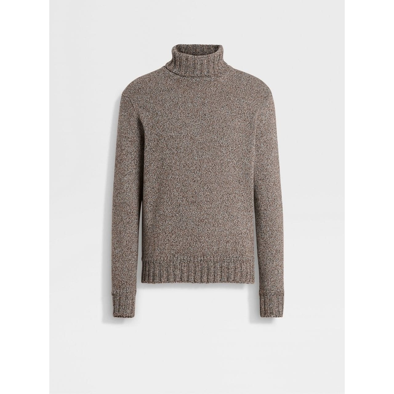 ZEGNA DARK FOLIAGE AND TAUPE OASI CASHMERE TURTLENECK