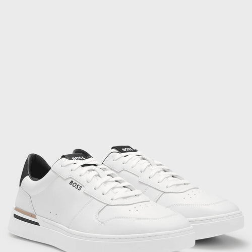 Load image into Gallery viewer, BOSS Leather trainers with signature-stripe details
