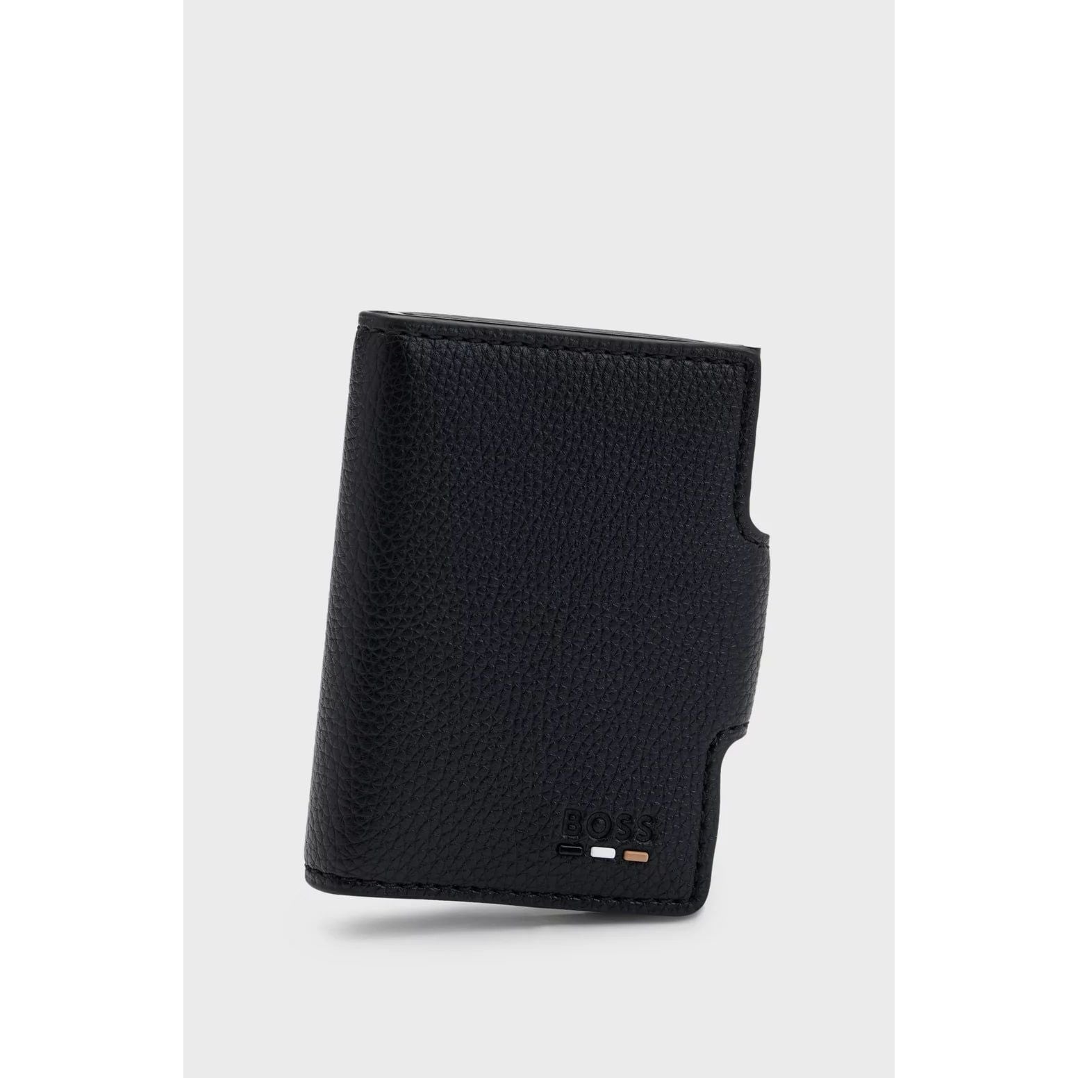 BOSS GRAINED FAUX-LEATHER CARD HOLDER WITH ALUMINIUM CASE