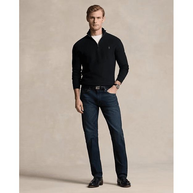 RALPH LAUREN Mesh-Knit Cotton Quarter-Zip Jumper