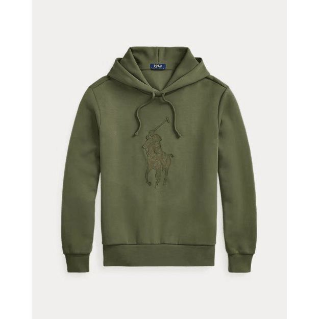 RALPH LAUREN Leather-Pony Double-Knit Hoodie