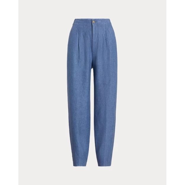 POLO RALPH LAUREN CURVED TAPERED LINEN TROUSER - Yooto