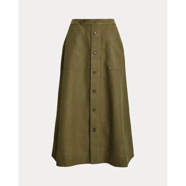 RALPH LAUREN Hemp A-Line Midi Skirt