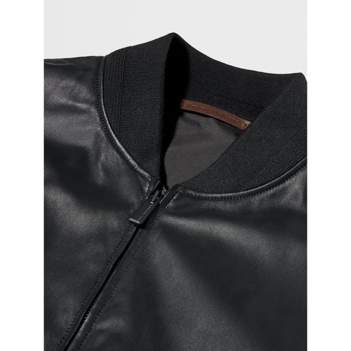 Load image into Gallery viewer, Lambskin Nappa Zip Up Short Jacket
