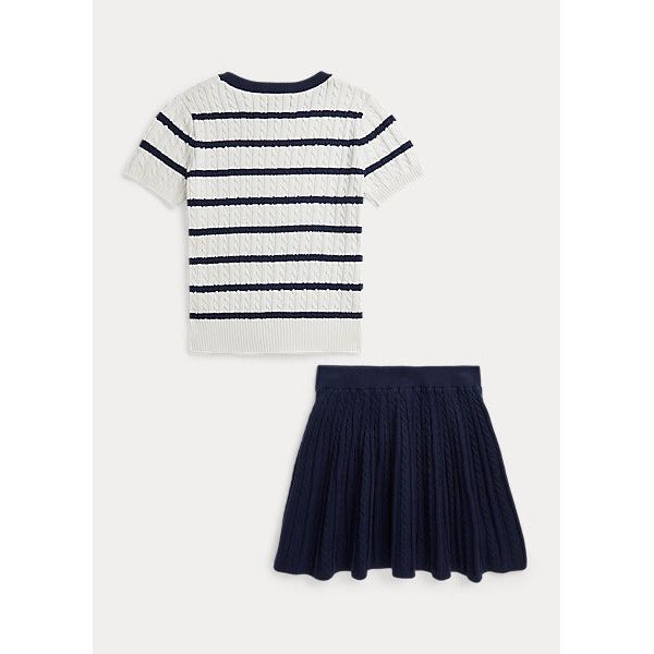 POLO RALPH LAUREN STRIPED COTTON JUMPER & SKIRT SET - Yooto