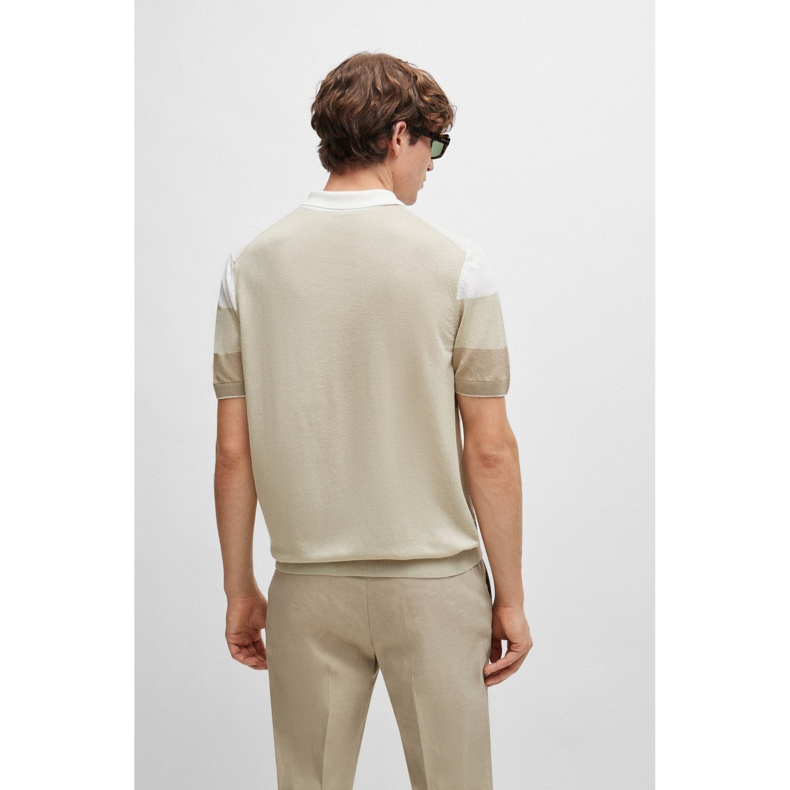 BOSS POLO-STYLE SWEATER IN LINEN BLEND WITH ZIP COLLAR - Yooto