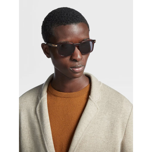 Load image into Gallery viewer, ZEGNA TRANSPARENT BROWN ACETATE SUNGLASSES
