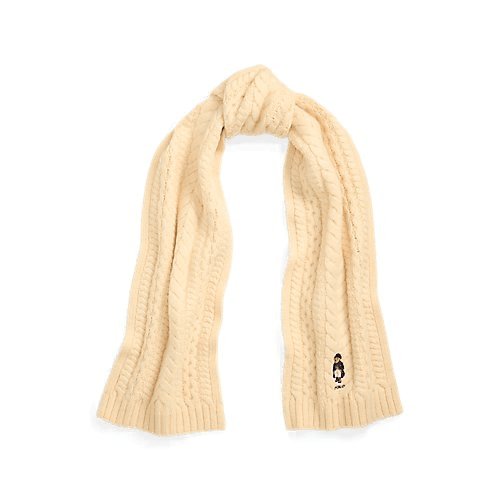 Load image into Gallery viewer, RALPH LAUREN Polo Bear Cable-Knit Wool-Blend Scarf
