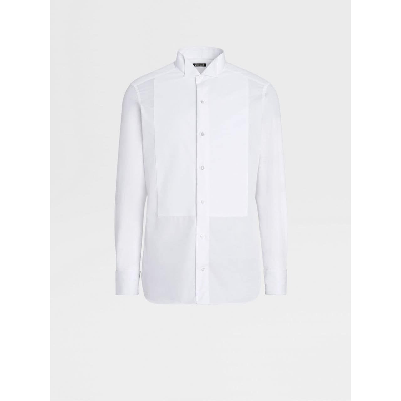 ZEGNA WHITE COTTON TUXEDO SHIRT