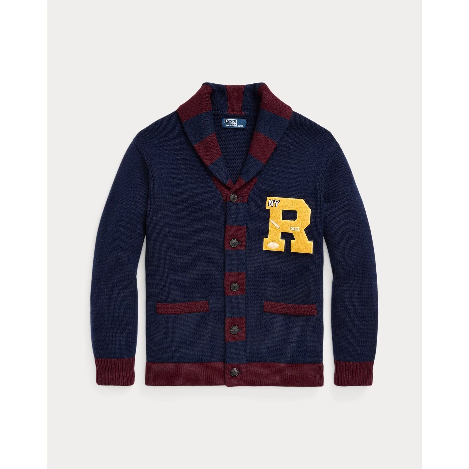 POLO RALPH LAUREN WOOL-BLEND LETTERMAN CARDIGAN