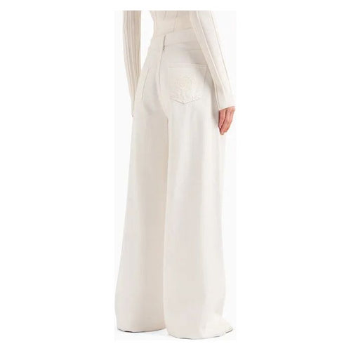 Load image into Gallery viewer, EMPORIO ARMANI J1C MEDIUM-HIGH RISE, WIDE-LEG JEANS IN COTTON DRILL WITH EMBROIDERY - Yooto
