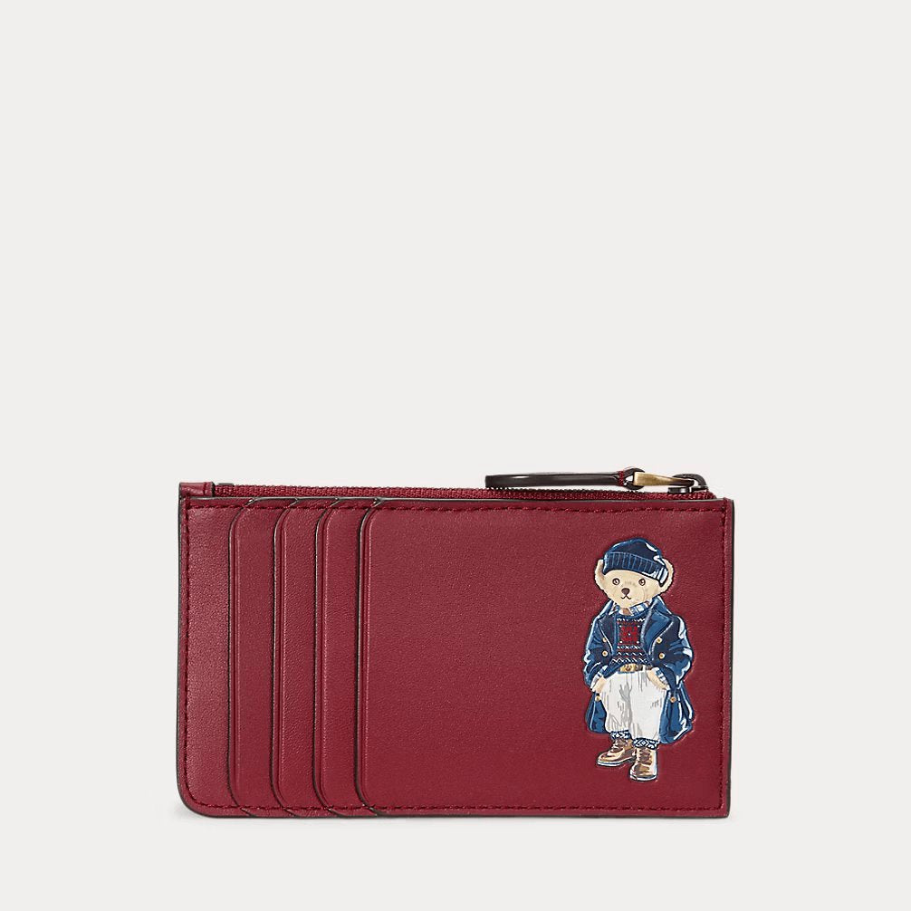 RALPH LAUREN Polo Bear Leather Zip Card Case