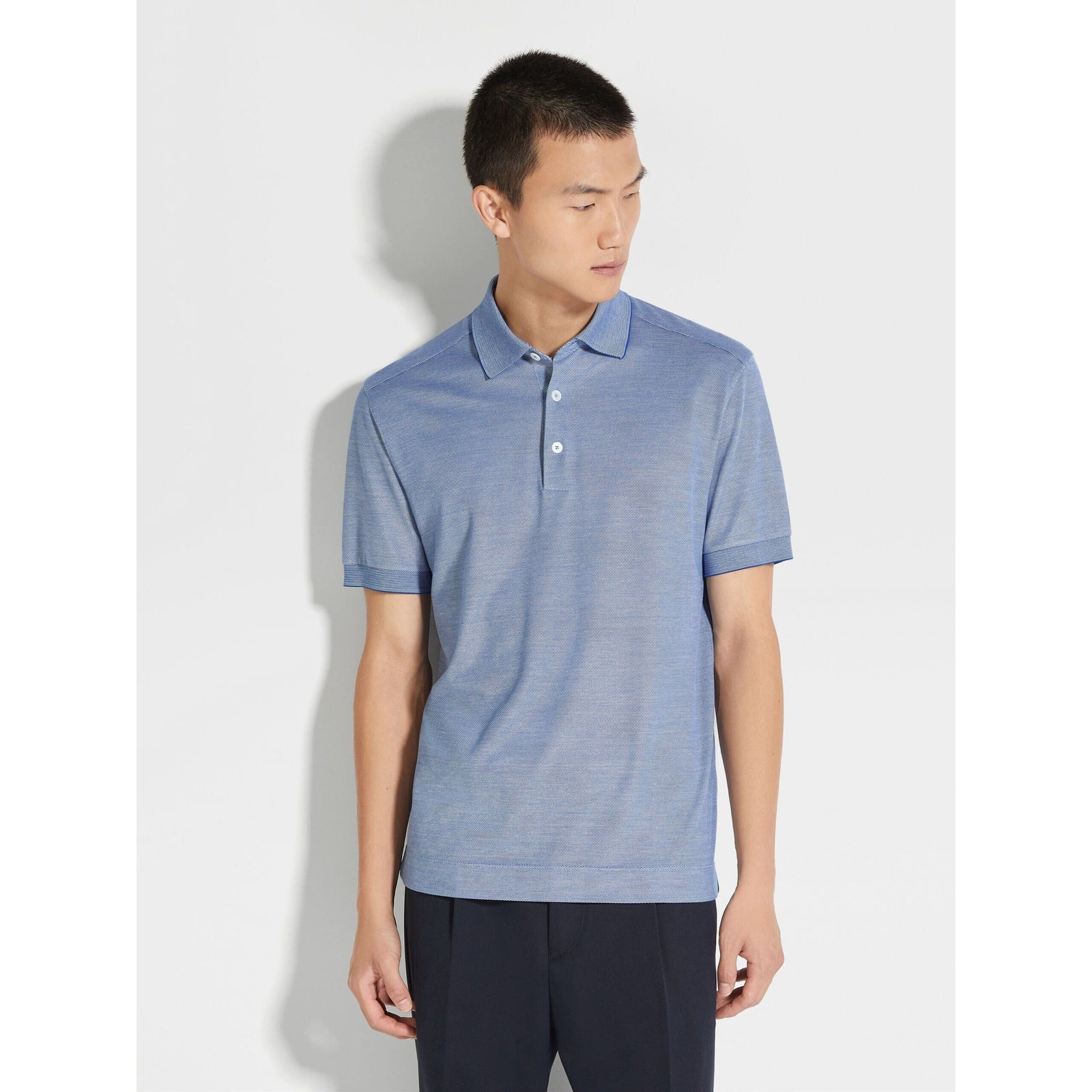 ZEGNA COTTON AND SILK POLO SHIRT