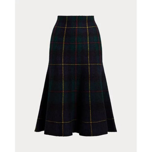 Load image into Gallery viewer, RALPH LAUREN Plaid Alpaca-Blend Flared Skirt
