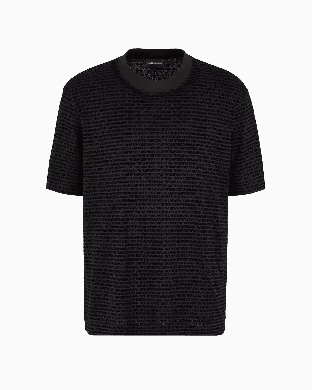 EMPORIO ARMANI ASV Lyocell-blend jersey T-shirt with all-over flocked logo lettering