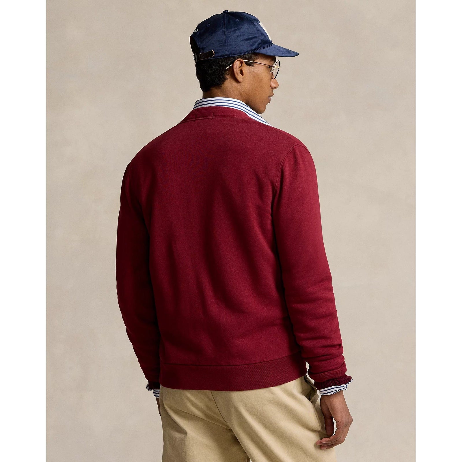 RALPH LAUREN Slub Fleece Letterman Cardigan