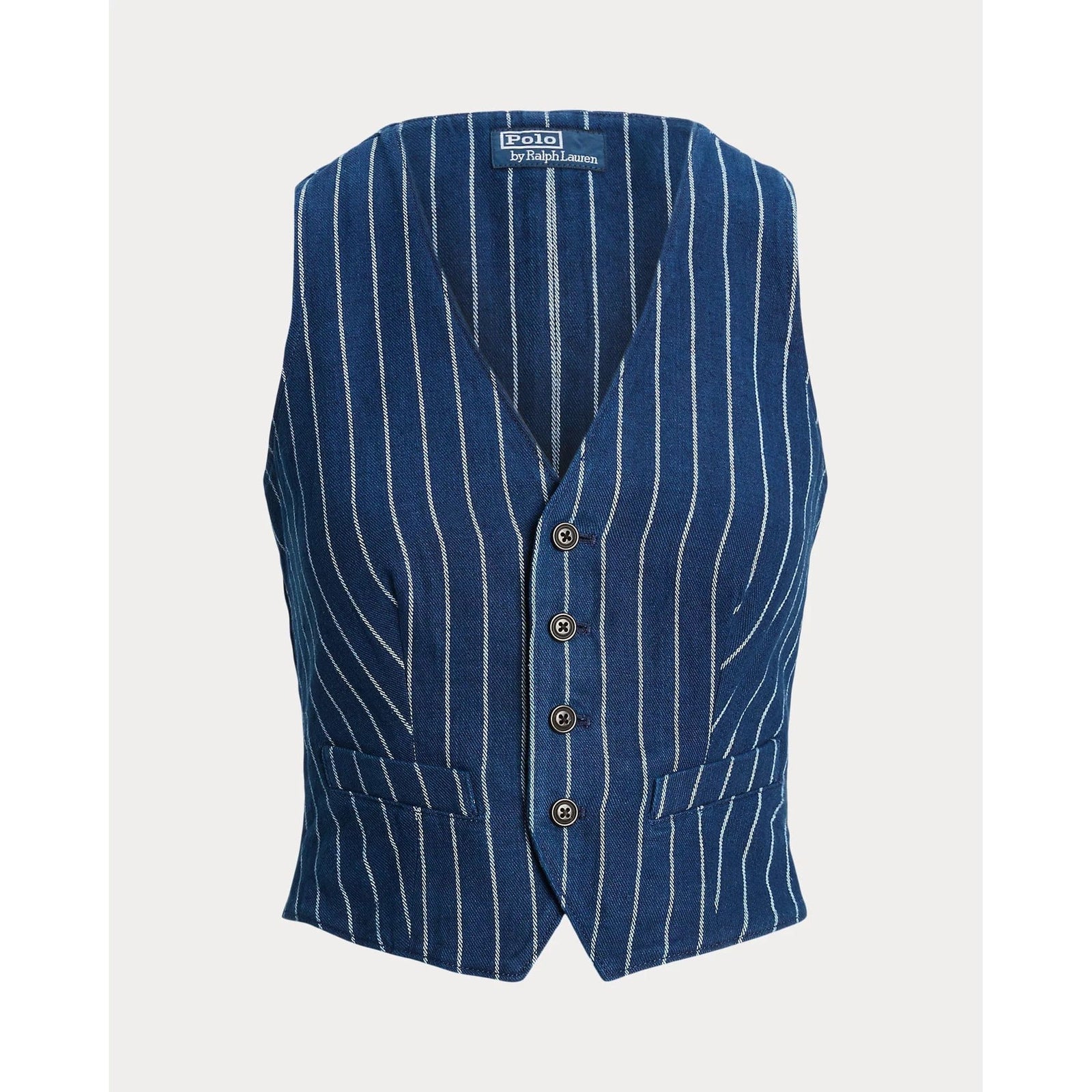 POLO RALPH LAUREN PINSTRIPE LINEN-COTTON WAISTCOAT