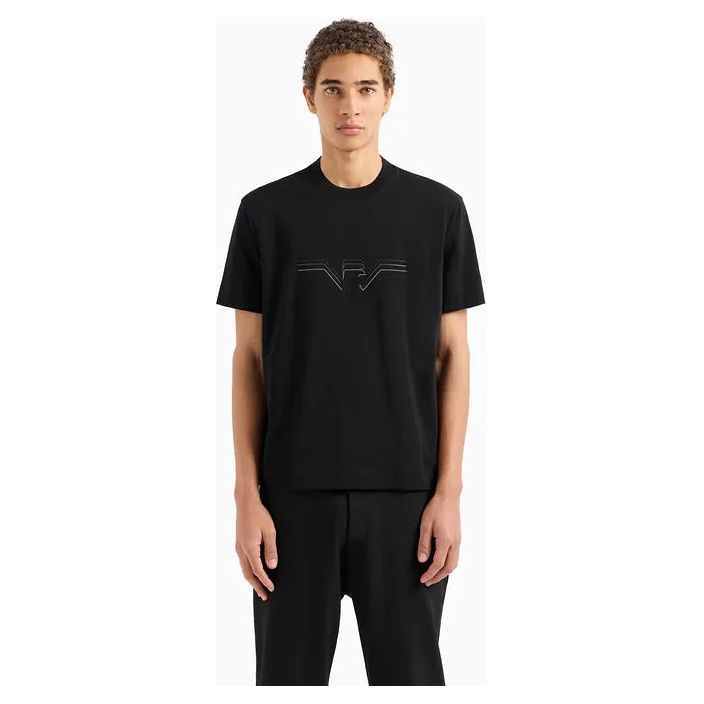 EMPORIO ARMANI HEAVY JERSEY T-SHIRT WITH MULTI-TEXTURED GRADIENT EAGLE - Yooto