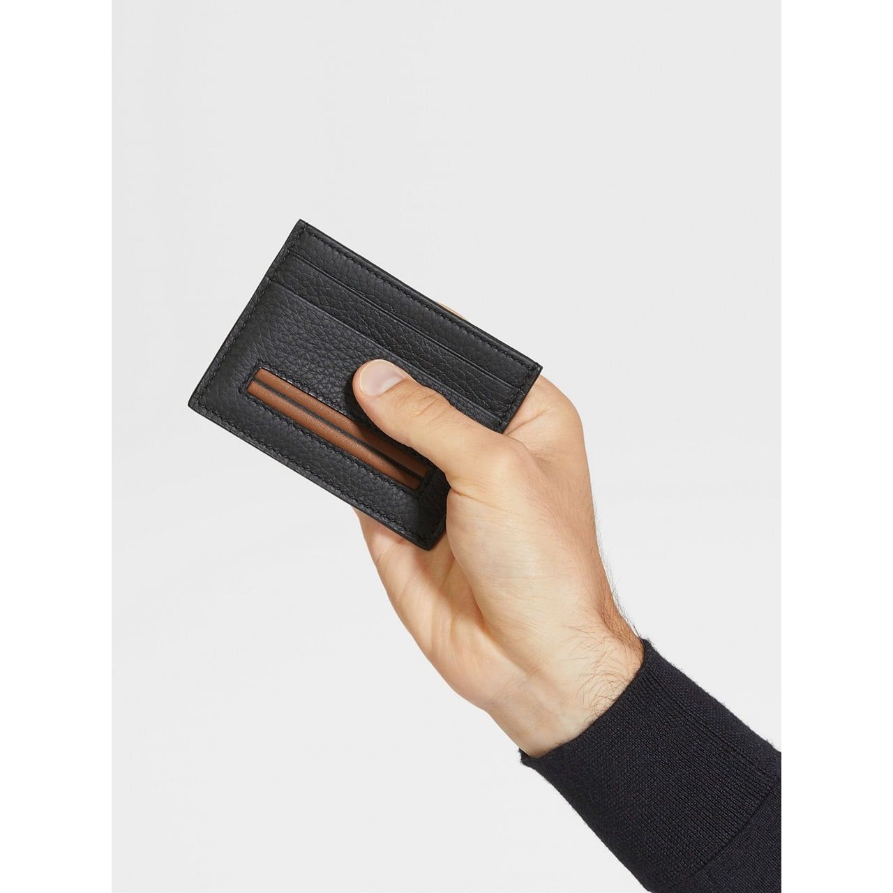 ZEGNA BLACK DEERSKIN CARD CASE