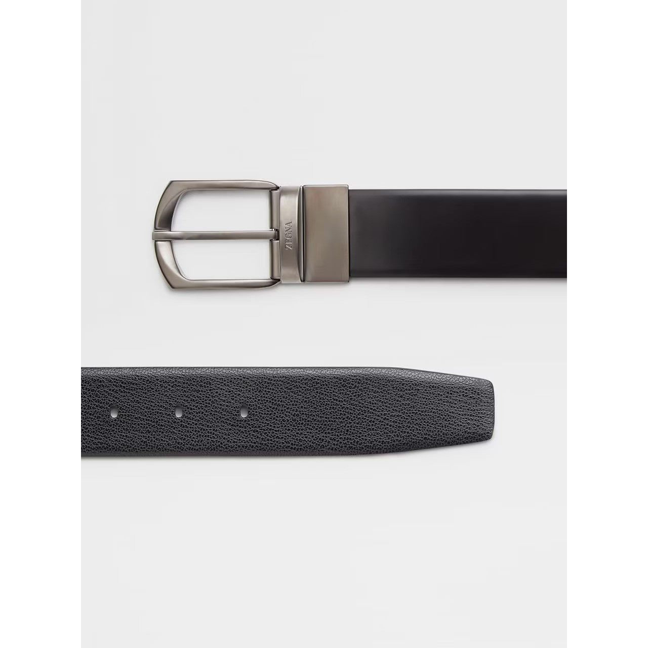 ZEGNA BLACK REVERSIBLE LEATHER BELT