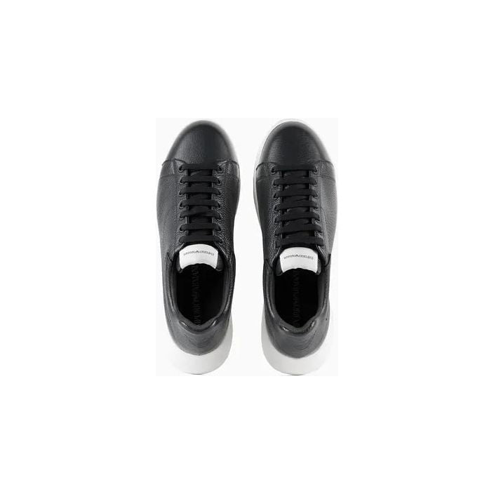 EMPORIO ARMANI TUMBLED LEATHER SNEAKERS