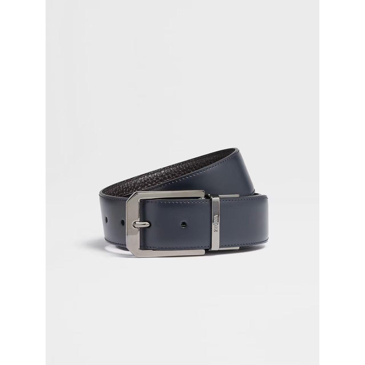 ZEGNA DARK BROWN LEATHER REVERSIBLE BELT