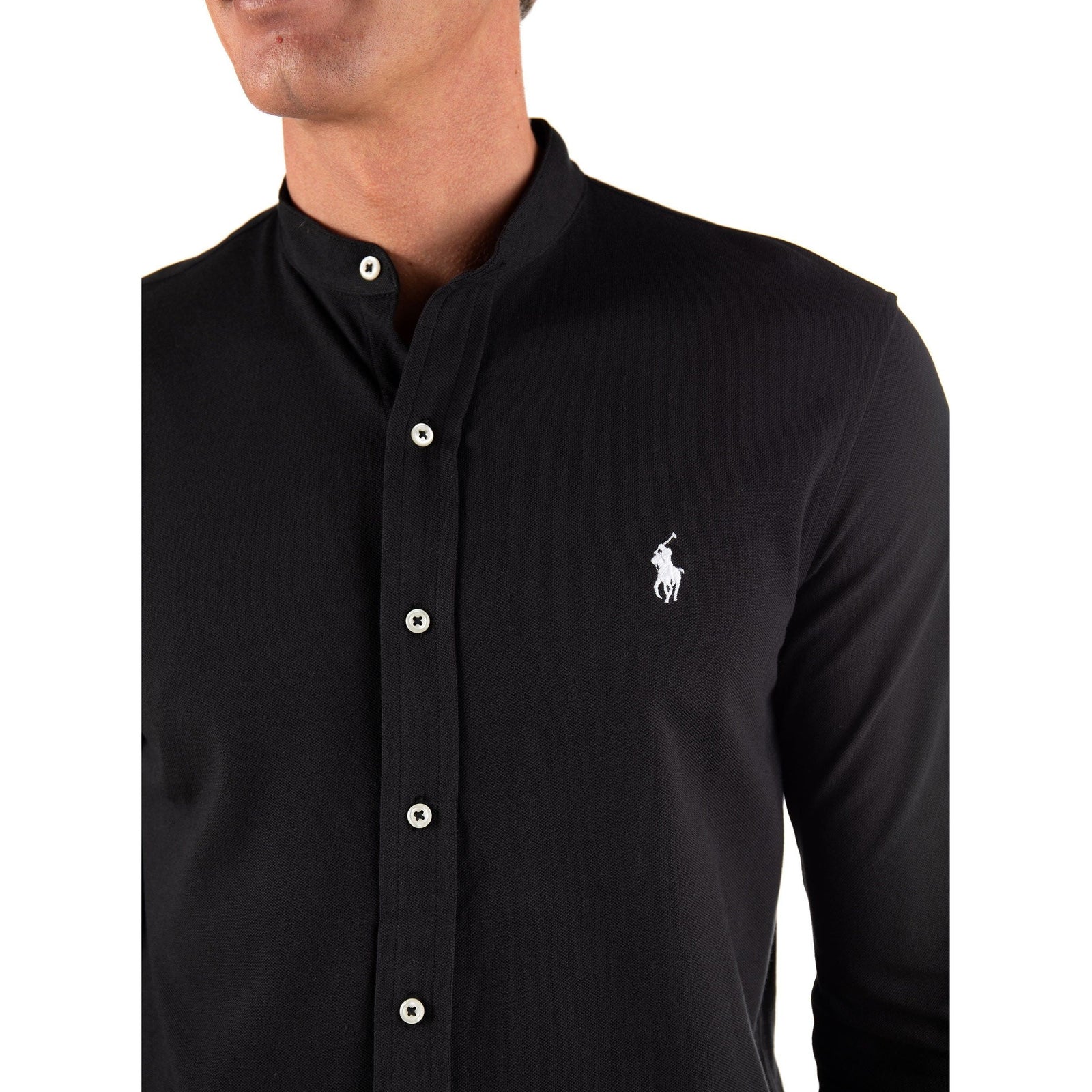 RALPH LAUREN FEATHERWEIGHT MESH SHIRT-BLACK