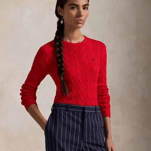 Load image into Gallery viewer, RALPH LAUREN Cable-Knit Cotton Crewneck Jumper
