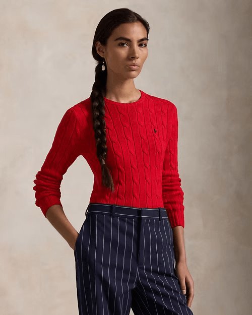 RALPH LAUREN Cable-Knit Cotton Crewneck Jumper