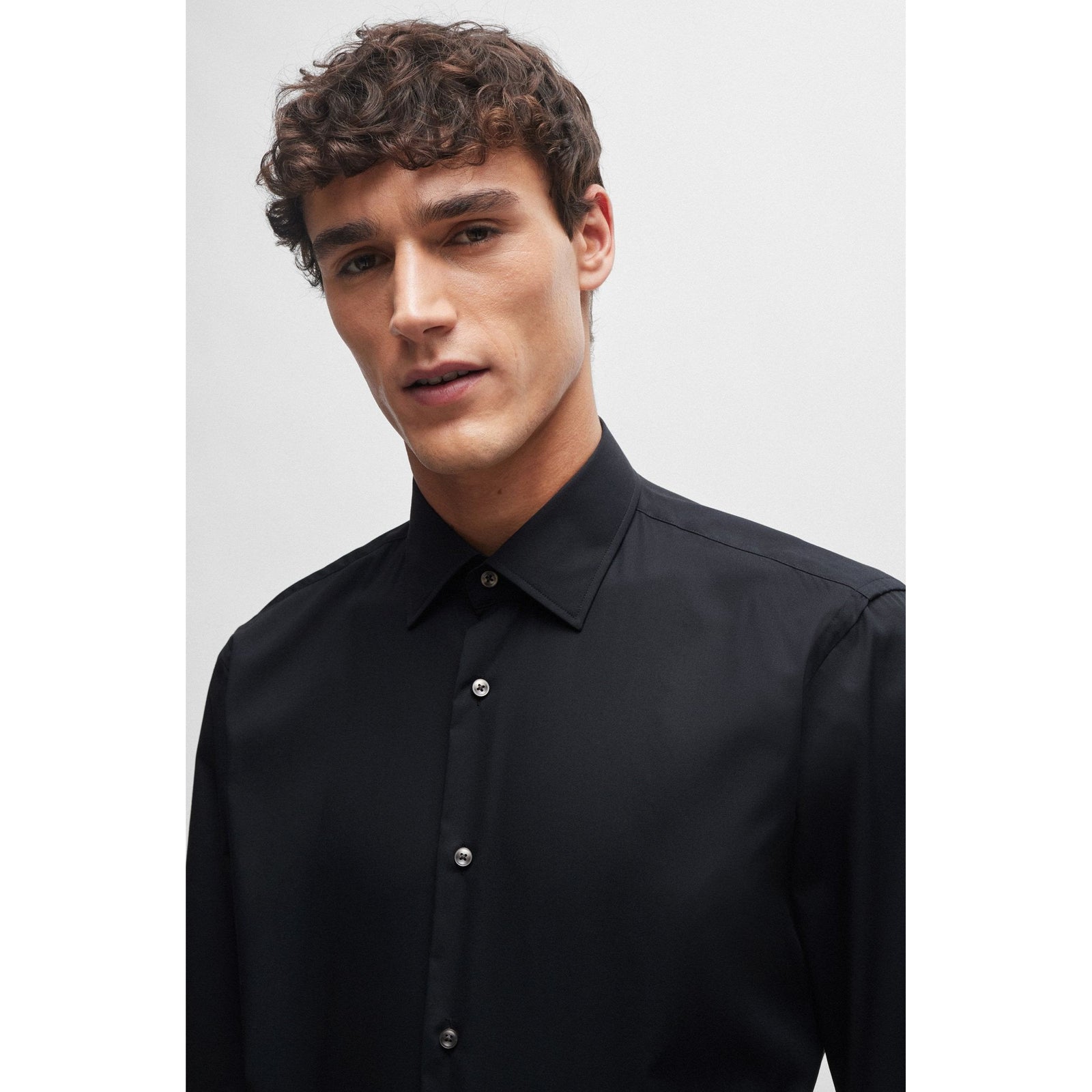 BOSS SLIM-FIT SHIRT IN EASY-IRON STRETCH-COTTON POPLIN