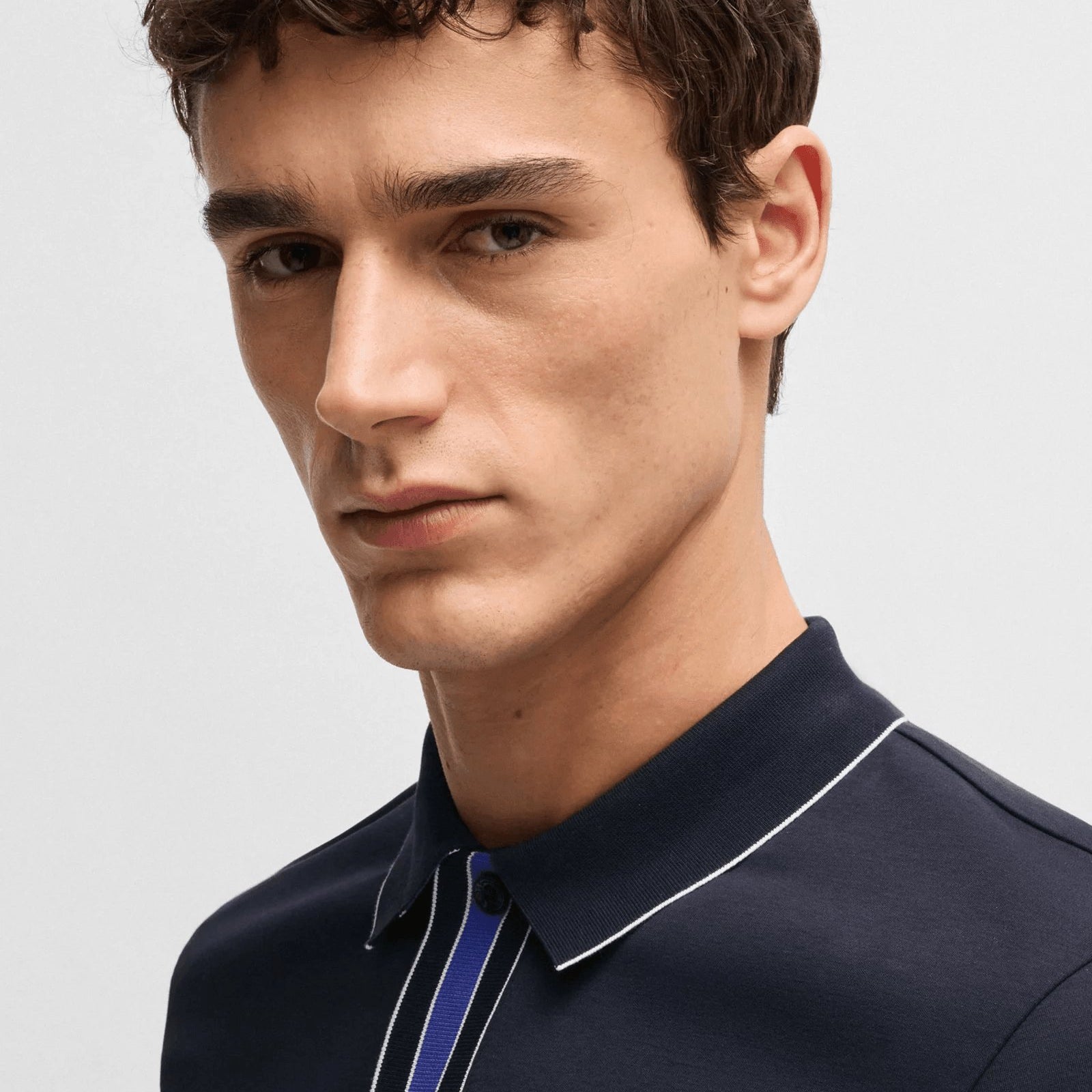 BOSS Interlock-cotton polo shirt with contrast tipping