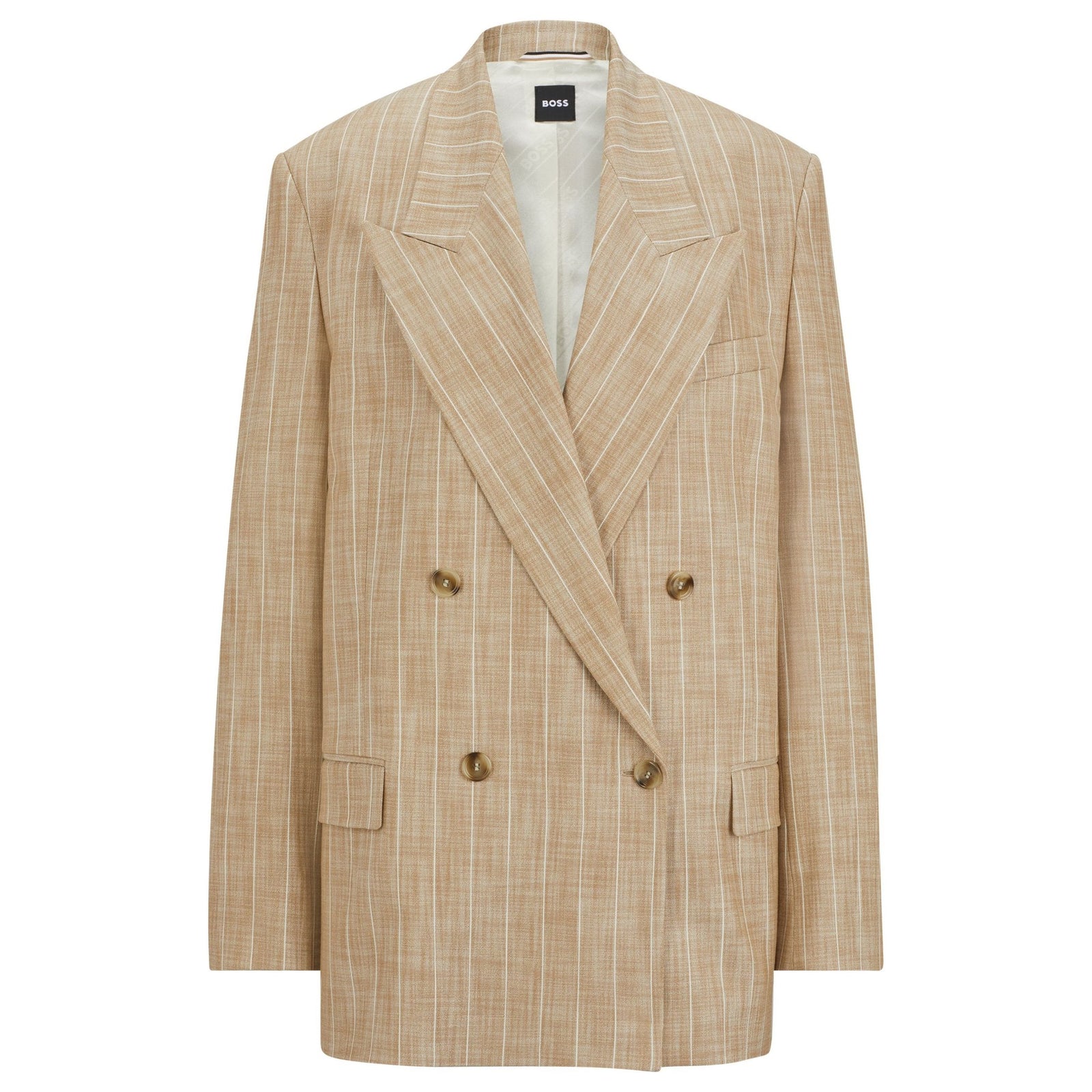 BOSS DOUBLE-BREASTED JACKET IN PINSTRIPED STRETCH FABRIC - Yooto