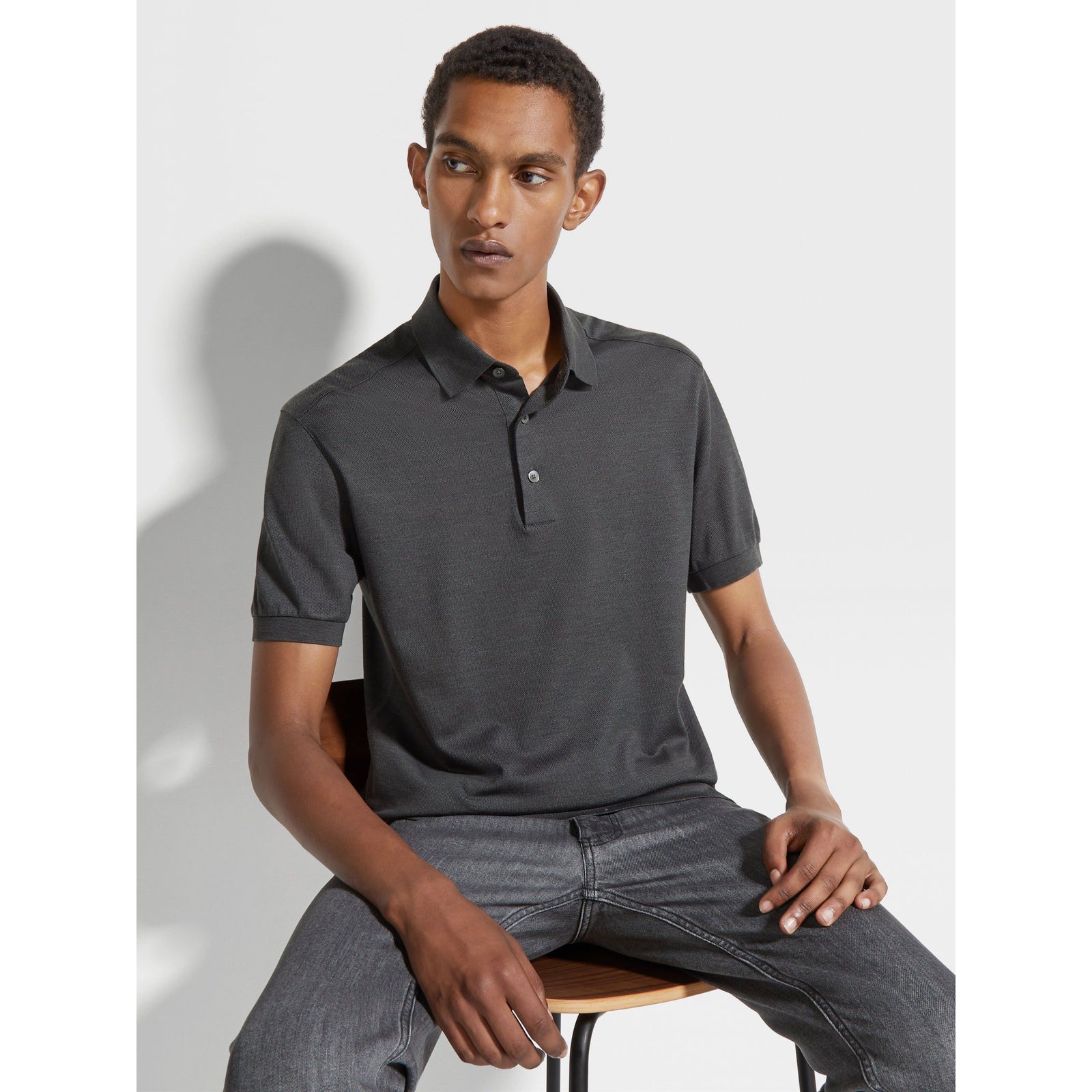 ZEGNA COTTON AND SILK POLO SHIRT