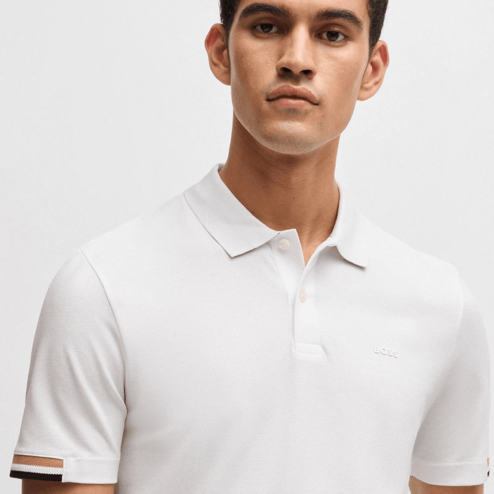 BOSS Regular-fit polo shirt with rubberized logo