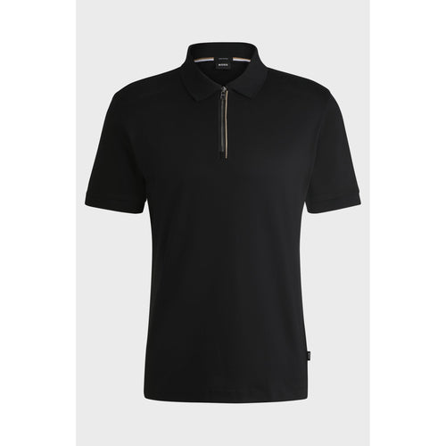 Load image into Gallery viewer, BOSS MERCERISED-COTTON SLIM-FIT POLO SHIRT WITH ZIP PLACKET
