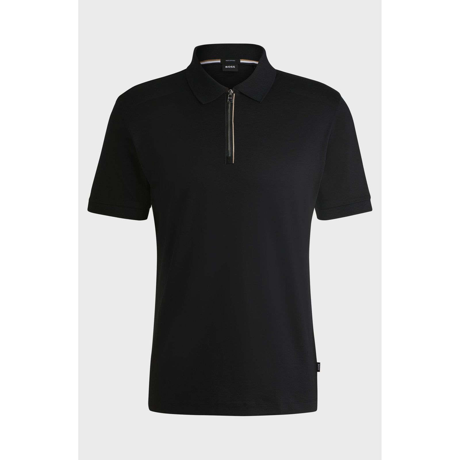 BOSS MERCERISED-COTTON SLIM-FIT POLO SHIRT WITH ZIP PLACKET